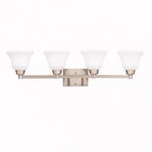 Kichler 5391NI - Langford 35" 4 Light Vanity Light with Satin Etched White Glass in Brushed Nickel