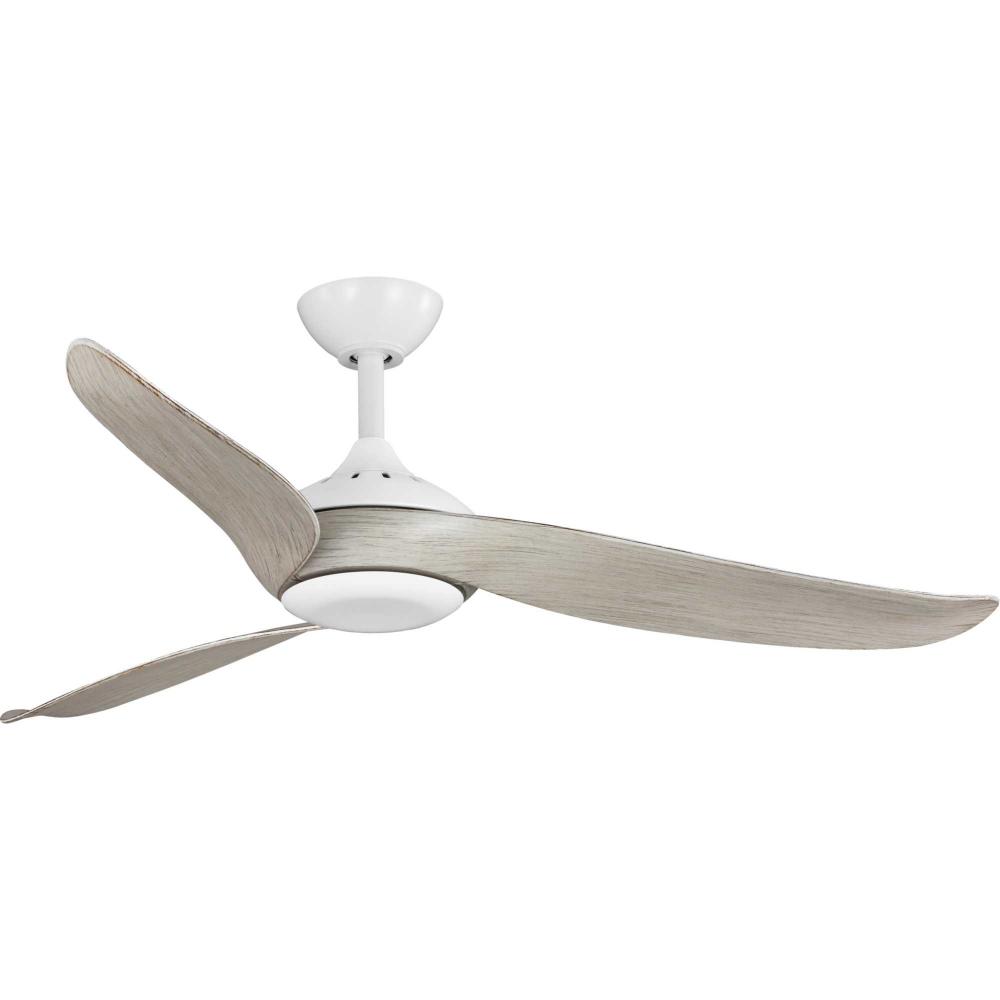 Conte Collection 52-in Three-Blade Matte White Contemporary Ceiling Fan with Washed Oak Blades